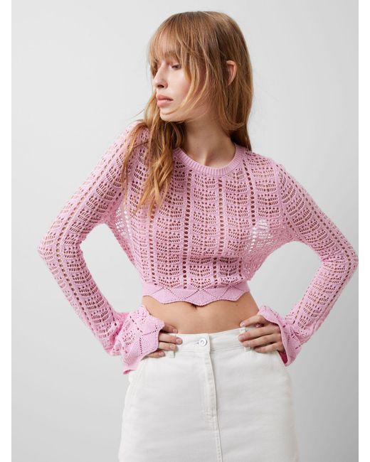 French Connection Pink Nolan Crochet Jumper