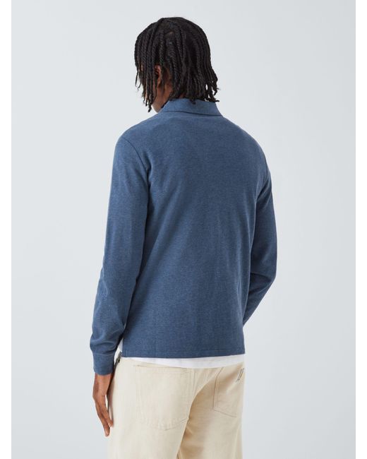 Ralph Lauren Blue Polo Slim Fit Mesh Long Sleeve Polo Shirt for men