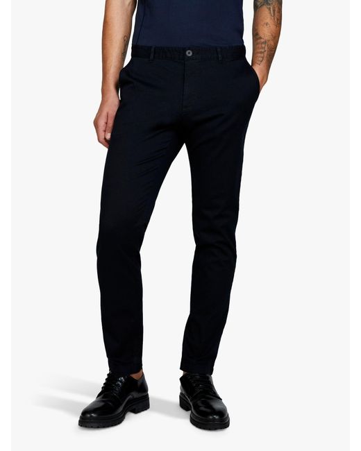 Sisley Blue Stretch Cotton Drill Chino Trousers for men