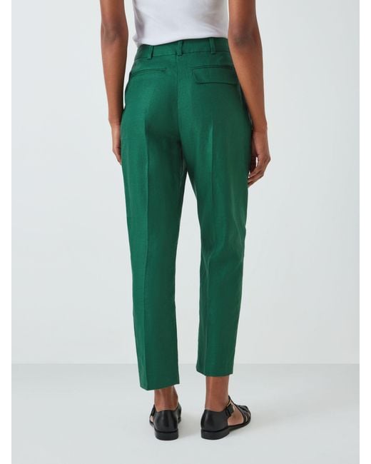John Lewis Green Tapered Linen Trousers