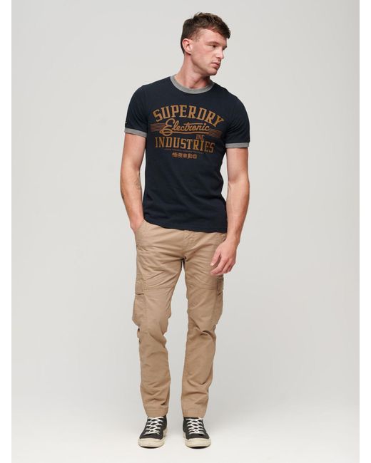 Superdry Black Ringer Workwear Graphic T-shirt for men