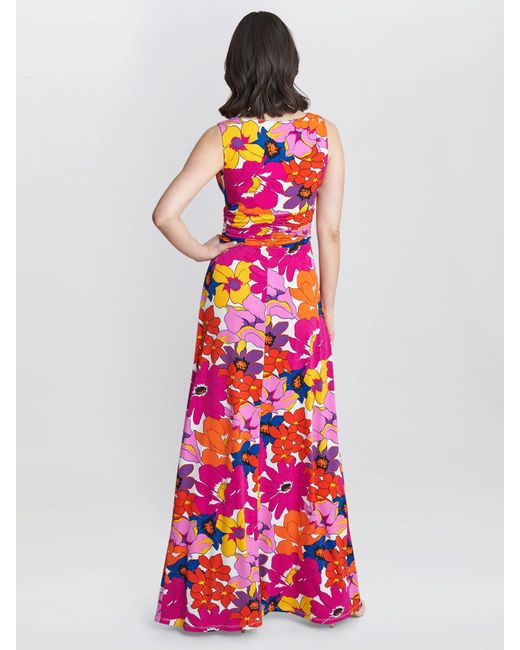 Gina Bacconi White Jaime Bold Flower Print Jersey Maxi Dress