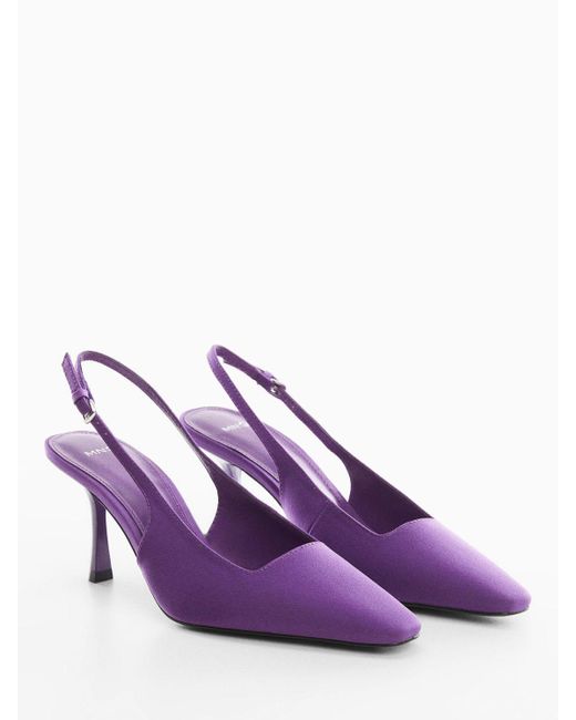 Mango Purple Pointed Square Toe Slingback Court Shoes