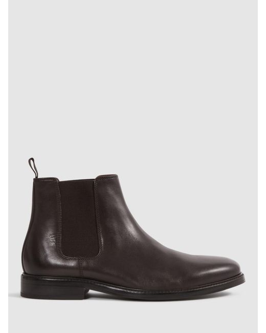 Reiss Brown Renor Elasticated-panel Leather Ankle Boots for men