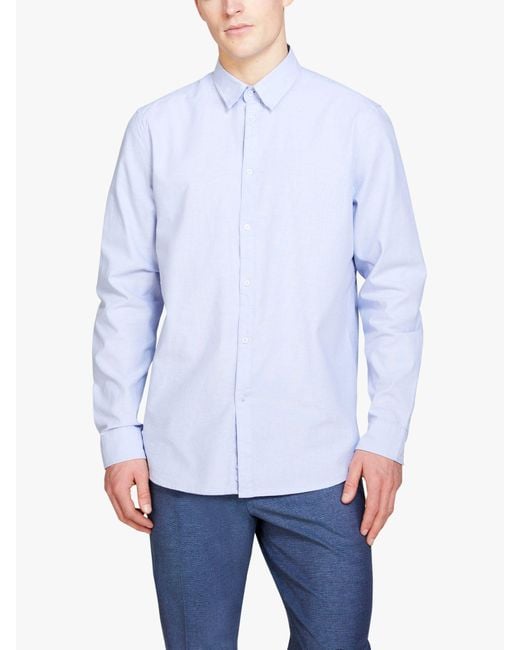Sisley Blue Slim Fit Oxford Cotton Shirt for men