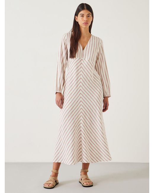 Hush Natural Aine Stripe Linen Blend Maxi Dress