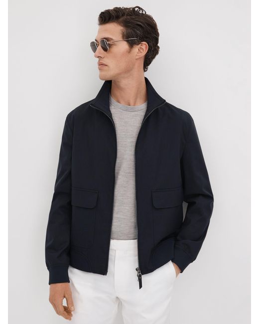 Reiss Blue Rufus Long Sleeve Zip Through Jacket for men