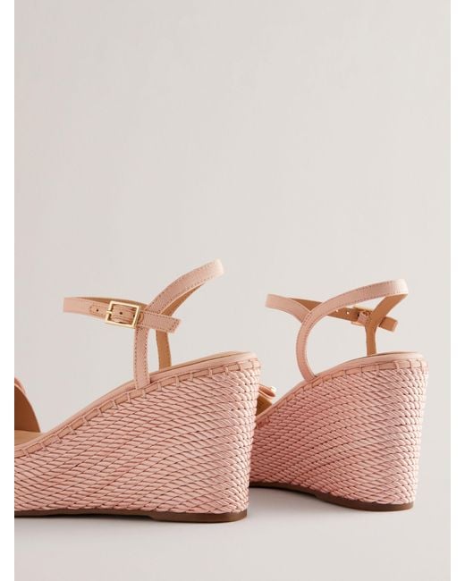 Ted Baker Pink Geiia Espadrille Wedge Bow Detail Sandals