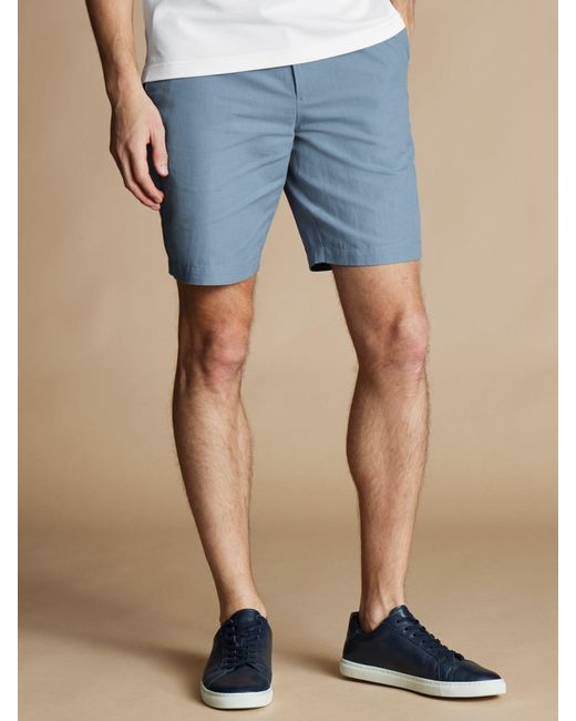 Charles Tyrwhitt Blue Linen Blend Shorts for men