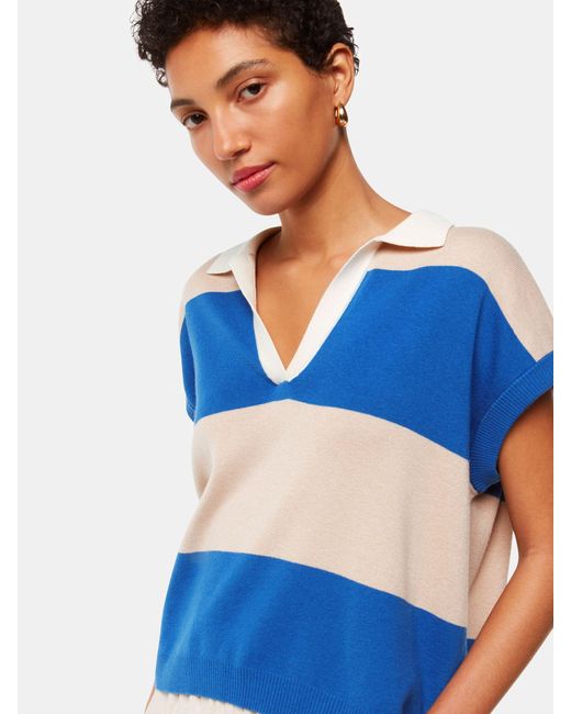 Whistles Blue Stripe Lyla Knitted Polo