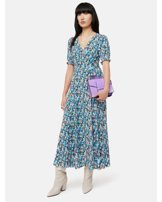 Jigsaw Carnation Midi Dress in Blue | Lyst UK