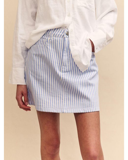 Nobody's Child Natural Stripe Denim Mini Skirt