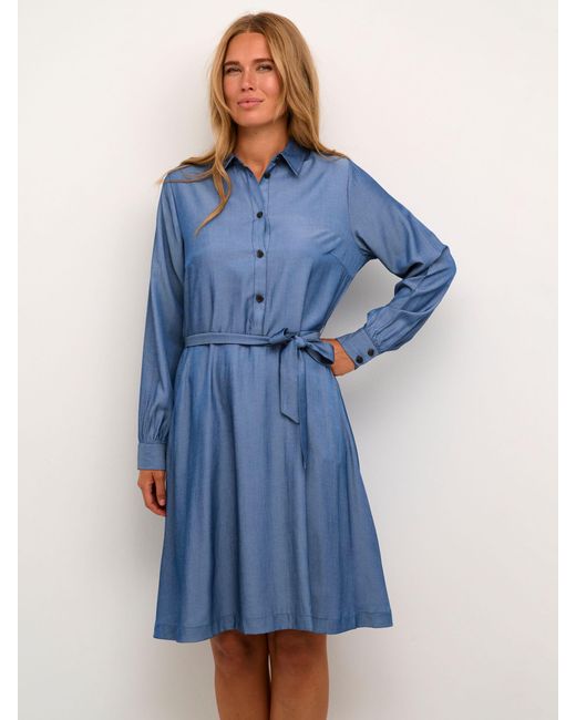 Kaffe Blue Leonora Knee-length Belted Shirt Dress
