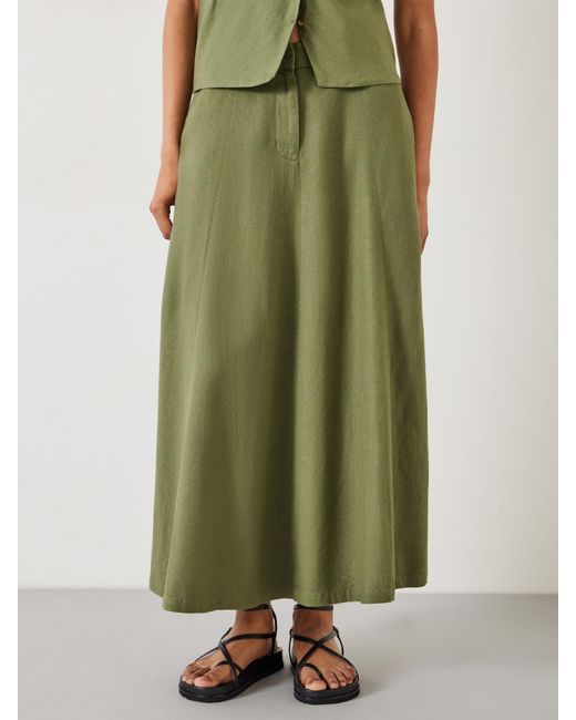 Hush Green Juliah Linen Blend Maxi Skirt