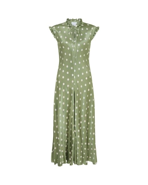 Ghost Green Cicely Polka Dot Satin Midi Dress