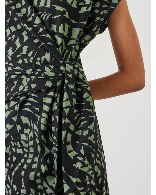 Hush Green Trinny Abstract Print Midi Cotton Jersey Dress