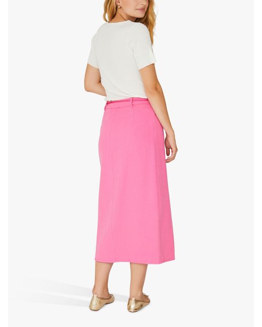 A-View Pink Kana Rose Denim Midi Skirt
