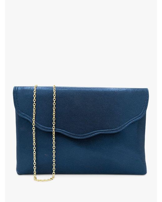 Paradox London Blue Doris Shimmer Envelope Clutch Bag