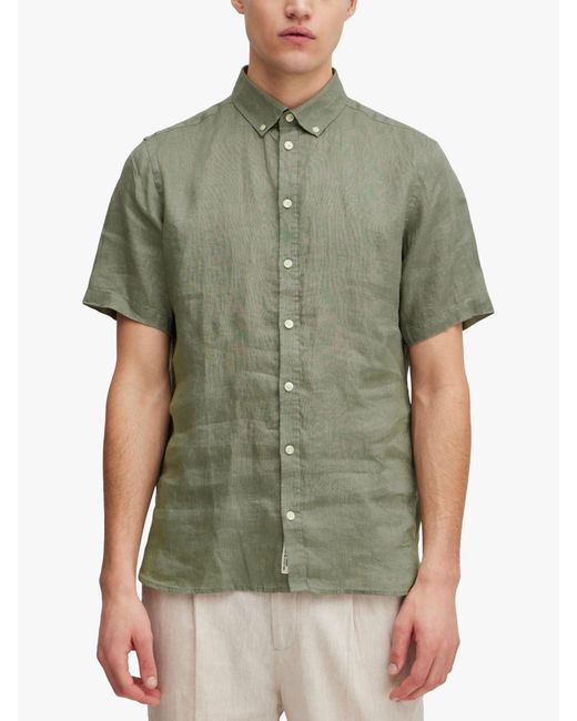 Casual Friday Green Anton Short Sleeve Linen Shirt for men