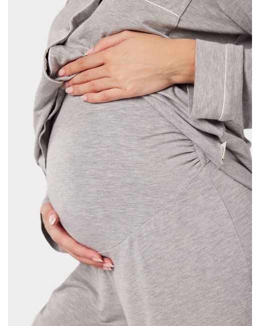 Chelsea Peers Gray Modal Long Shirt Maternity Pyjama Set