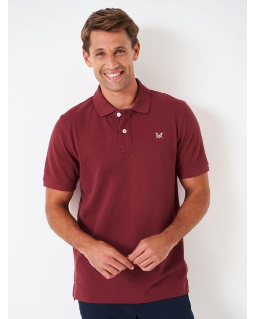 Crew Red Classic Pique Polo Top for men