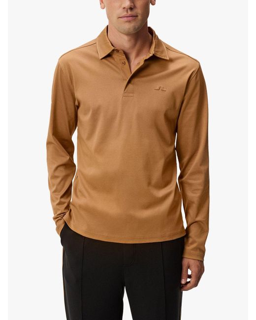 J.Lindeberg Black Asher Long Sleeve Polo Shirt for men