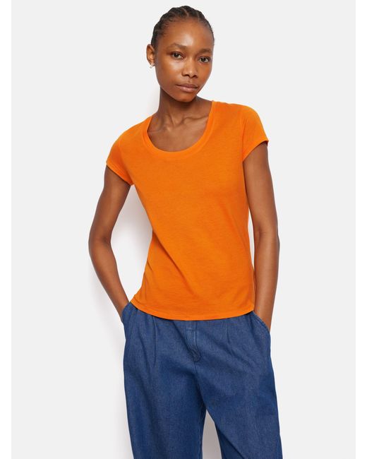 Jigsaw Orange Supima Cotton Scoop Neck T-shirt