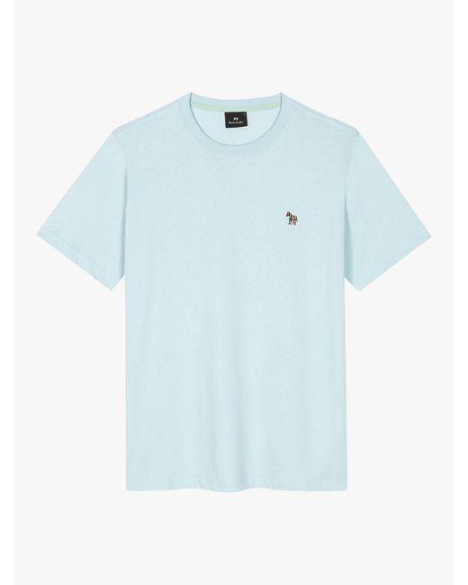 Paul Smith Blue Organic Cotton Short Sleeve Logo T-shirt for men