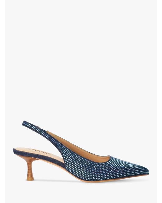 Dune Blue Colette Embellished Denim Slingback Court Shoes