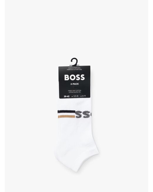 Boss White Boss Iconic Stripe Design Ankle Socks for men