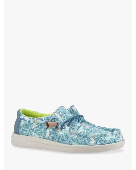 Hey Dude Blue Wally H2o Tropical Print Shoes for men