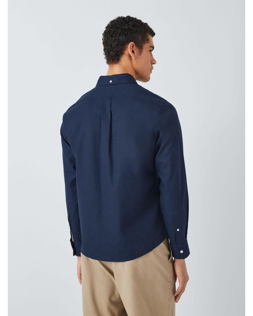 John Lewis Blue Linen Blend Long Sleeve Shirt for men