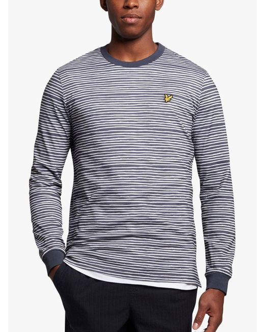 Lyle & Scott Breton Stripe Long Sleeve T-shirt in Grey for Men | Lyst UK