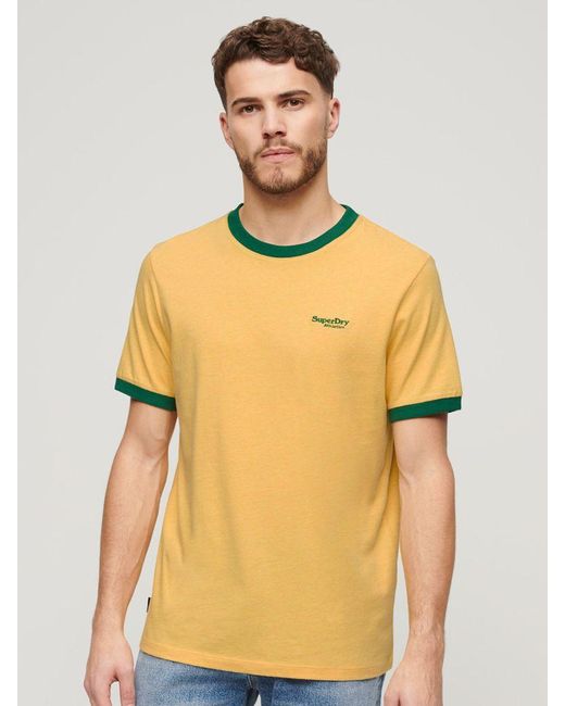 Superdry Yellow Organic Cotton Essential Logo Ringer T-shirt for men
