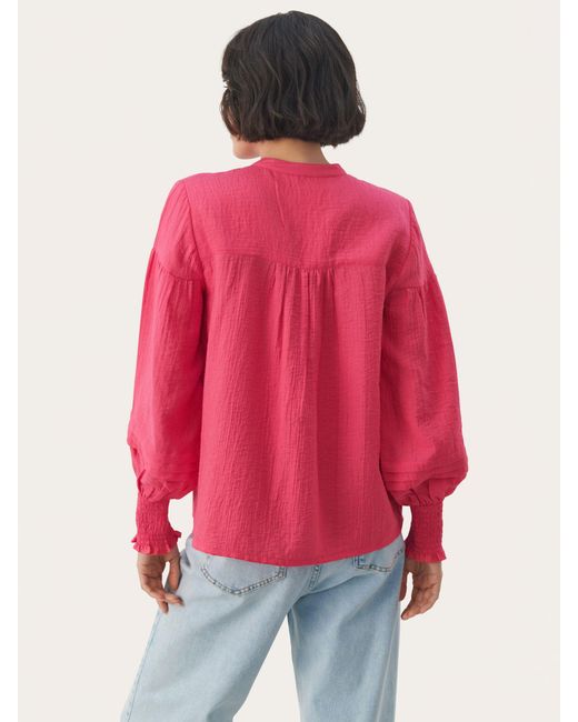 Part Two Red Cafias Ecovero Bishop Sleeve Blouse