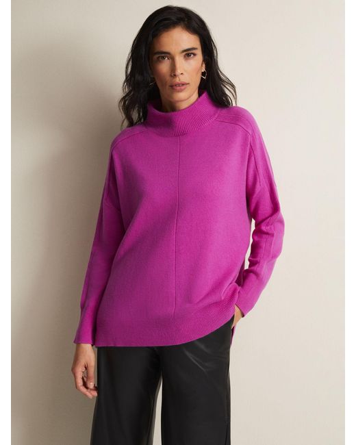 Phase Eight Pink Alice Wool Cashmere Funnel Neck Jumper