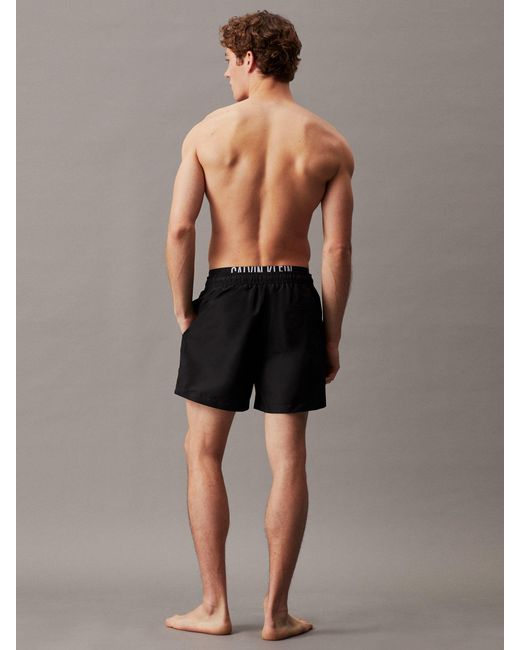 Calvin Klein Black Double Waistband Swim Shorts - Intense Power for men