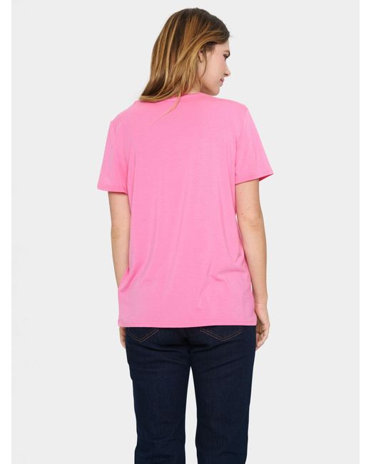 Saint Tropez Pink Adelia V-neck T-shirt