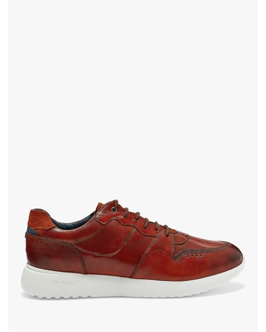 Ted Baker Brown Calist Leather Trainers for men