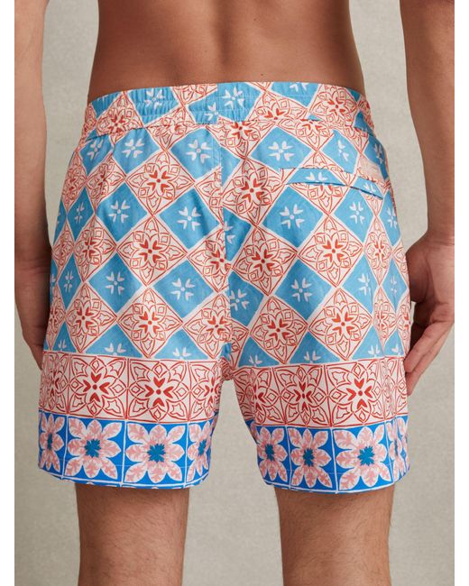 Reiss Multicolor Arizona Tile Floral Print Swim Shorts for men