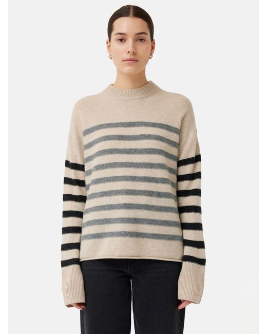 Jigsaw Gray Merino Cashmere Stripe Jumper