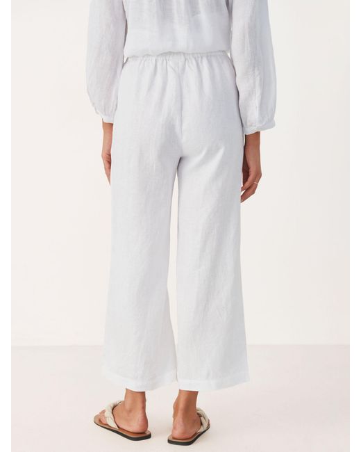 Part Two White Petrines Linen Wide Leg Cropped Trousers