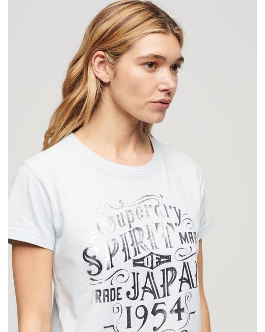 Superdry White Foil Workwear Fitted T-shirt