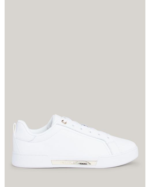 Tommy Hilfiger White Chique Leather Court Trainers