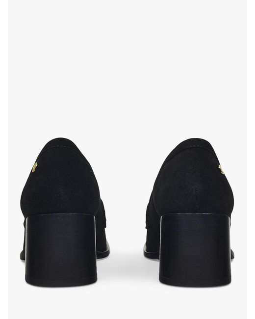 Radley Black Thistle Row Block Heel Suede Loafers