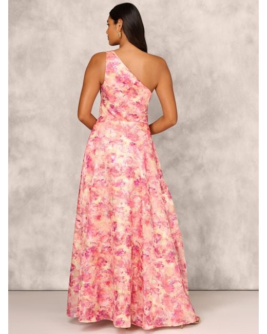 Adrianna Papell Pink Aidan Mattox By Floral Print Jacquard Maxi Dress
