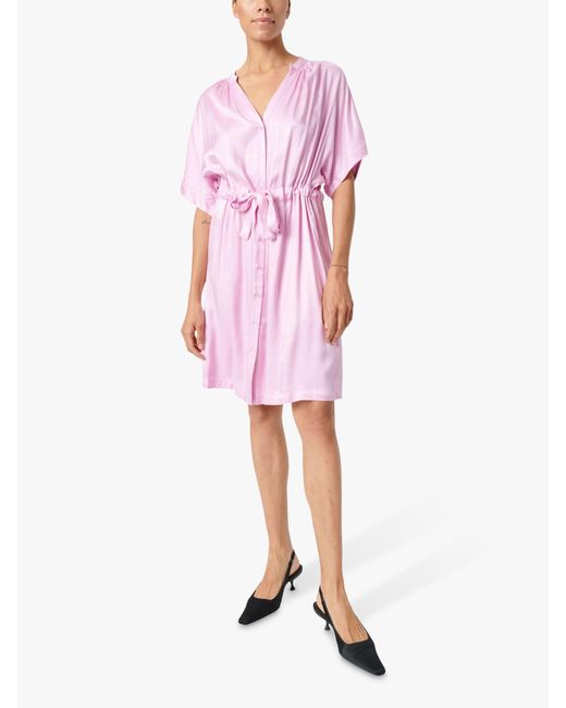 Soaked In Luxury Pink Charma Batwing Sleeve Tie Waist Dress