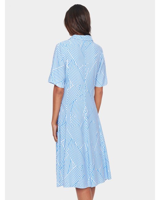 Saint Tropez Blue Elyse Abstract Print Midi Shirt Dress