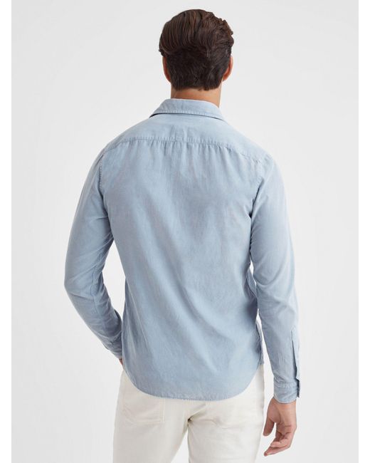 Reiss Blue Vincy Long Sleeve Cutaway Collar Shirt for men