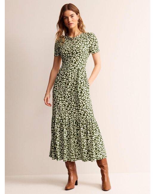 Boden Green Emma Tiered Jersey Midi Dress